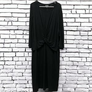 The Limited Dress Womens 3X solid black Twist Cross Empire Waist Plus Size NWT